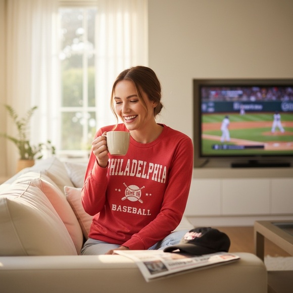 Tops - Philadelphia Baseball Red Lightweight Sweatshirt